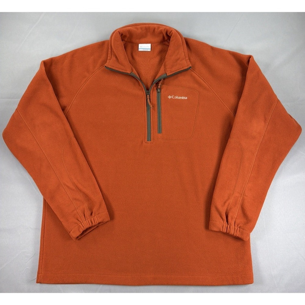 Columbia Fleece Pullover Men's Quarter Zip Jacket Orange Outdoor XL